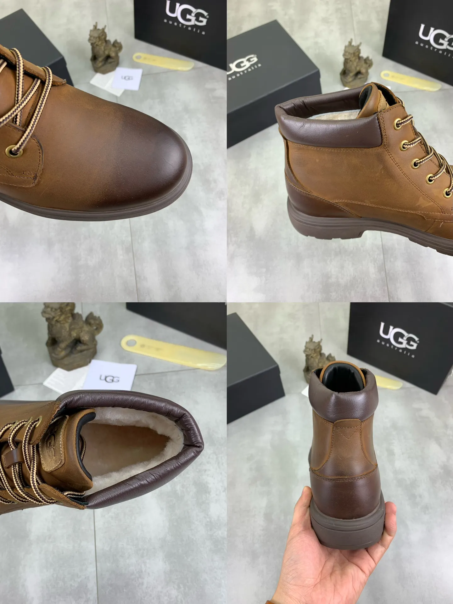 Factory price P640 💶[UGG] (full wool lining) Top-end high-quality fur integrated warm snow boots from Australia's warm luxury men's shoes brand, UGG-5877 official website synchronized, made of imported cowhide, carefully sewn...Imported rubber outsole (comfortable, soft, wear-resistant) The quality is really great...Exquisite workmanship, you can't put it down at first sight, code number: 39-44 Color: 3️⃣colors available